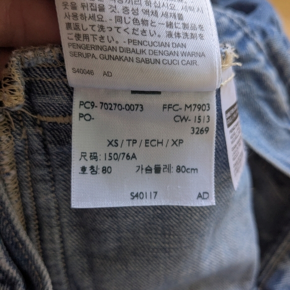 LEVI'S Women Jeans Jacket 100% Cotton Washed Blue Color With Pockets Crop XS - Picture 12 of 15